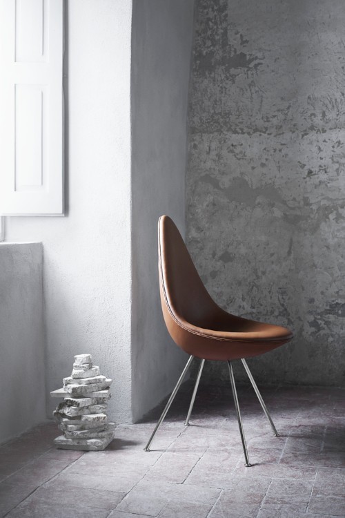 Siège DROP™ Revêtement cuir par Arne Jacobsen