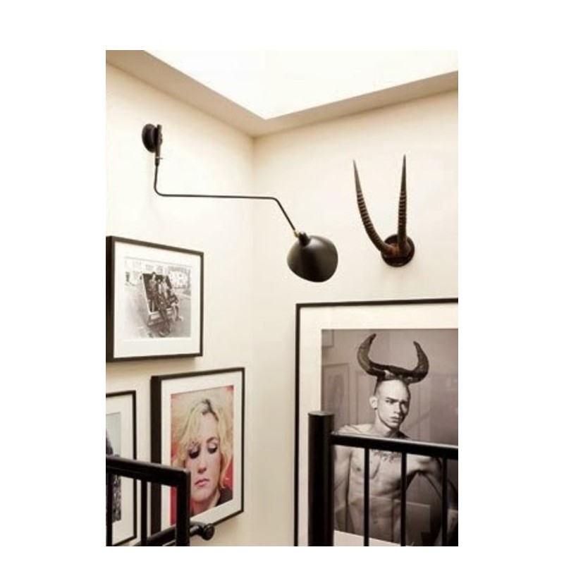 Serge Mouille Wall Light with 1 curved pivoting arm