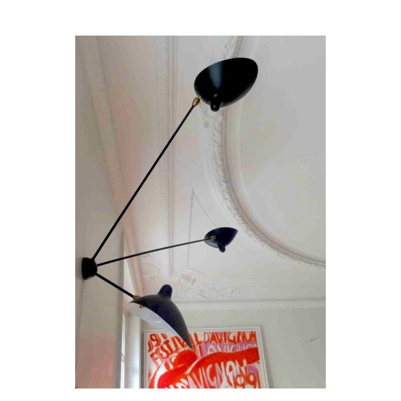 Serge Mouille Spider Wall Light with 3 fixed arms