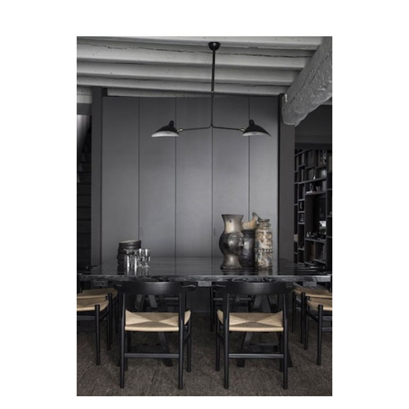 Serge Mouille Ceiling Light with 2 fixed arms